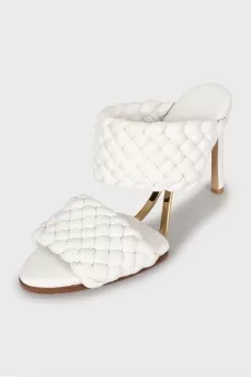 White sandals with leather weave