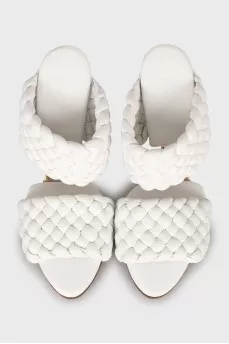 White sandals with leather weave