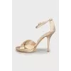Stiletto heel sandals with rhinestone clasp