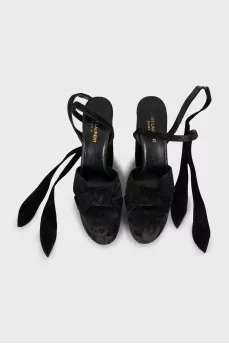 Suede high-soled sandals