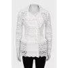 Lace jacket with buttons and tag
