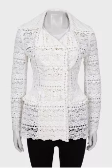 Lace jacket with buttons and tag