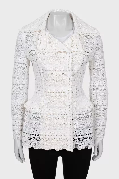 Lace jacket with buttons and tag