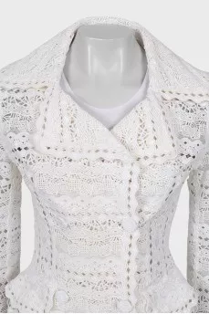 Lace jacket with buttons and tag