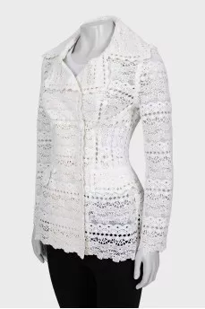 Lace jacket with buttons and tag