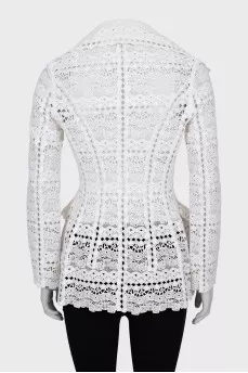 Lace jacket with buttons and tag