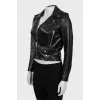 Leather jacket with zippers on the sleeves