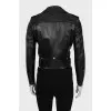 Leather jacket with zippers on the sleeves