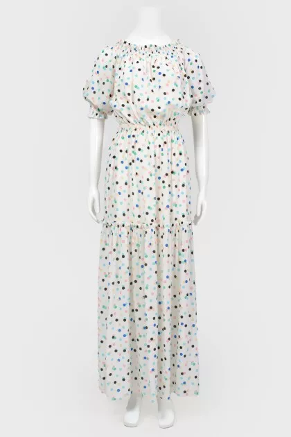 White dress in colored peas