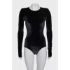 Velvet bodysuit with long sleeves