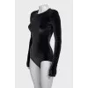 Velvet bodysuit with long sleeves