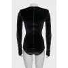 Velvet bodysuit with long sleeves