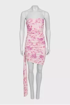 Pink floral draped dress