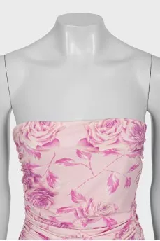 Pink floral draped dress