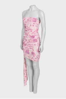 Pink floral draped dress