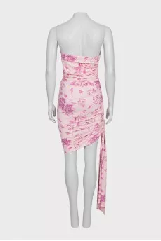 Pink floral draped dress