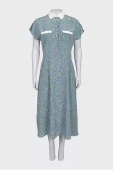 Silk dress with signature buttons