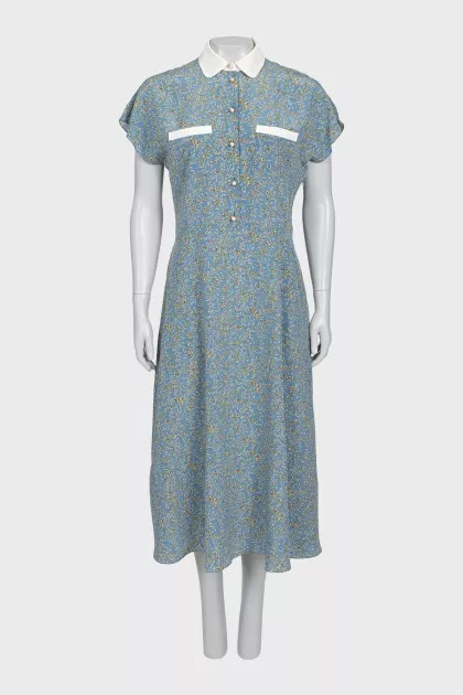 Silk dress with signature buttons