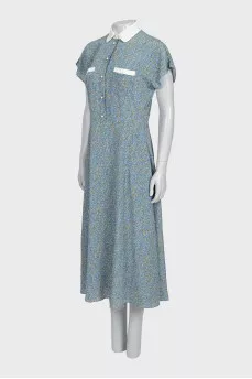 Silk dress with signature buttons