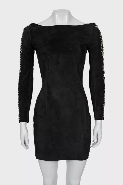 Leather dress decorated with pins