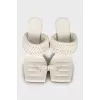 Leather mules with woven upper