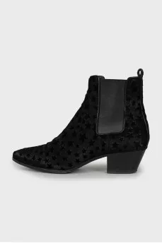 Ankle boots in pony leather with relief print