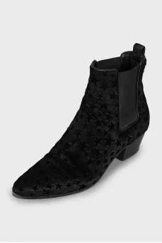 Ankle boots in pony leather with relief print