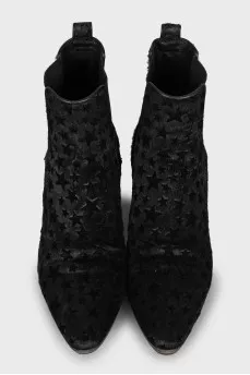 Ankle boots in pony leather with relief print