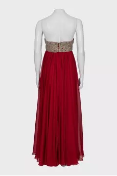 Silk maxi dress decorated with rhinestones
