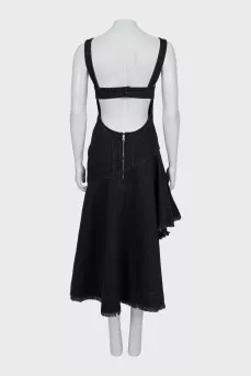 Backless dress with fringe