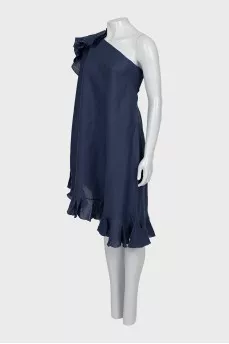 Blue one shoulder tunic with tag