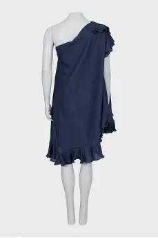 Blue one shoulder tunic with tag