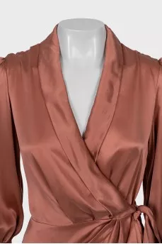 Silk wrap dress with tag