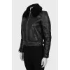 Leather jacket with detachable collar