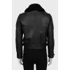 Leather jacket with detachable collar
