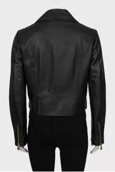 Leather jacket decorated with beads