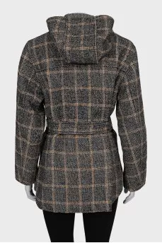 Jacket with hood and belt