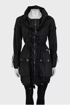 Coat with branded buttons