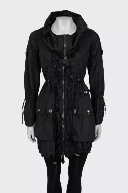 Coat with branded buttons