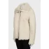 Straight cut leather sheepskin coat