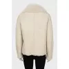 Straight cut leather sheepskin coat