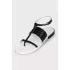 Leather black and white sandals