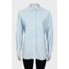 Blue shirt with signature print