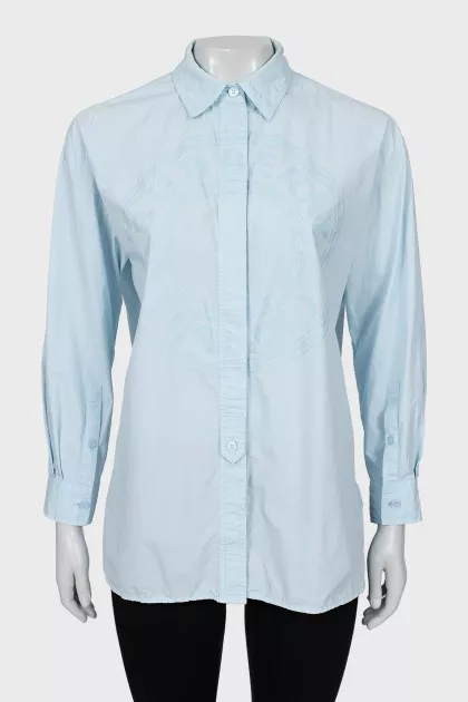 Blue shirt with signature print