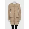 Suede coat with decorative elements