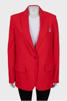 Straight cut jacket with branded logo and tag