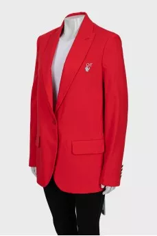 Straight cut jacket with branded logo and tag