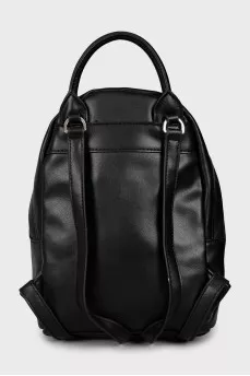 Leather backpack with brand logo