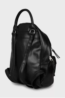 Leather backpack with brand logo