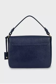 Leather bag with a flap in blue